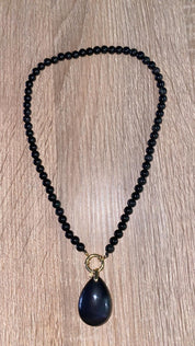 Collier boule en Obsidienne céleste (sans pendentif)