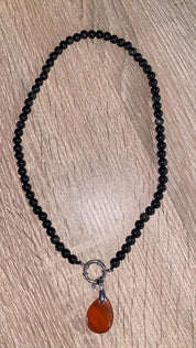 Collier boule en Obsidienne céleste (sans pendentif)
